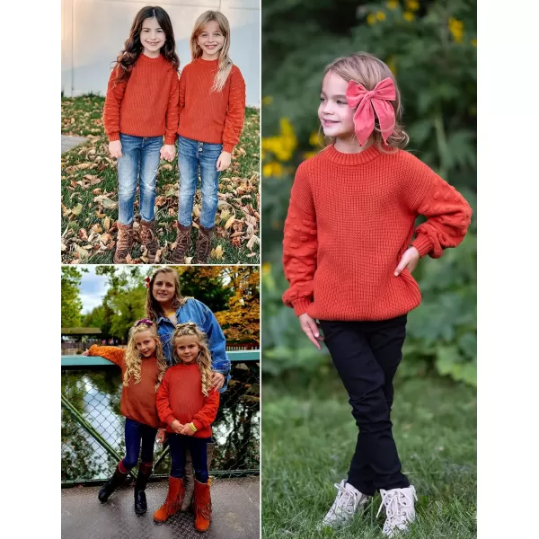 Arshiner Girls Crewneck Sweaters Chunky Lantern Sleeve Knit Jumper Tops Casual Drop Shoulder Pullover Outwear for 5-13 Years