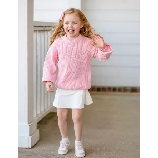 Arshiner Girls Crewneck Sweaters Chunky Lantern Sleeve Knit Jumper Tops Casual Drop Shoulder Pullover Outwear for 5-13 Years