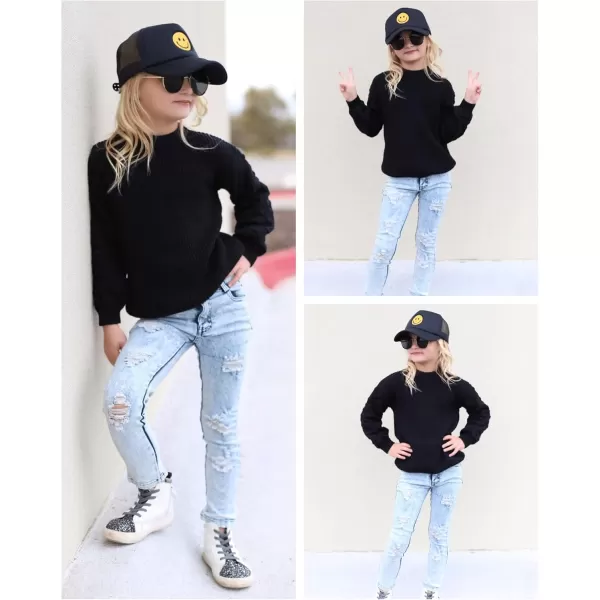 Arshiner Girls Crewneck Sweaters Chunky Lantern Sleeve Knit Jumper Tops Casual Drop Shoulder Pullover Outwear for 5-13 Years