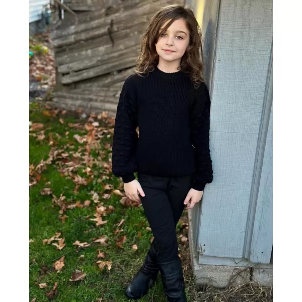 Arshiner Girls Crewneck Sweaters Chunky Lantern Sleeve Knit Jumper Tops Casual Drop Shoulder Pullover Outwear for 5-13 Years