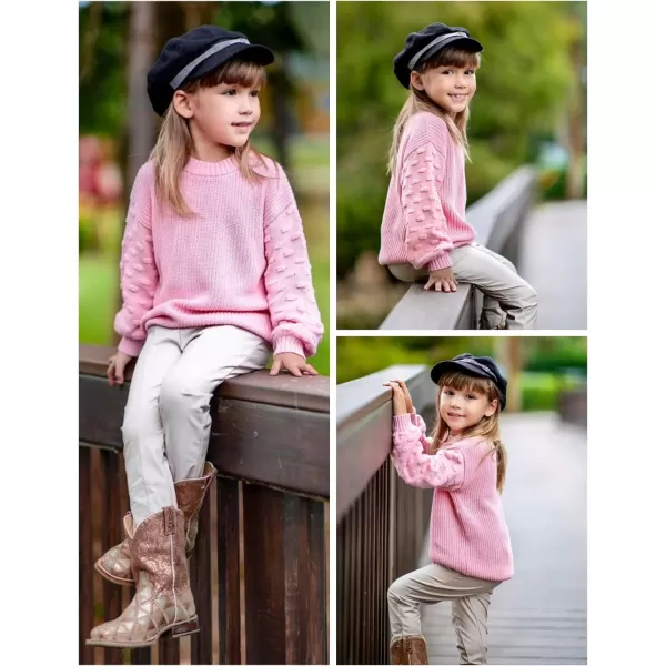 Arshiner Girls Crewneck Sweaters Chunky Lantern Sleeve Knit Jumper Tops Casual Drop Shoulder Pullover Outwear for 5-13 Years