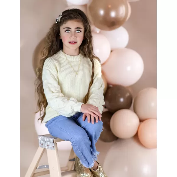 Arshiner Girls Crewneck Sweaters Chunky Lantern Sleeve Knit Jumper Tops Casual Drop Shoulder Pullover Outwear for 5-13 Years