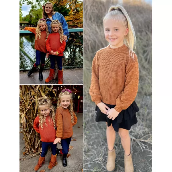 Arshiner Girls Crewneck Sweaters Chunky Lantern Sleeve Knit Jumper Tops Casual Drop Shoulder Pullover Outwear for 5-13 Years