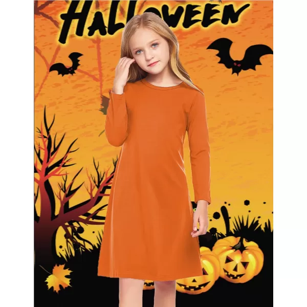 Arshiner Girls Dress Kids Long Sleeve Solid Color Casual T-Shirt Dress