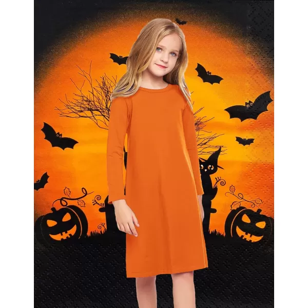 Arshiner Girls Dress Kids Long Sleeve Solid Color Casual T-Shirt Dress