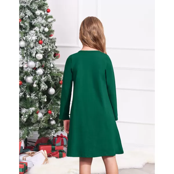Arshiner Girls Dress Kids Long Sleeve Solid Color Casual T-Shirt Dress