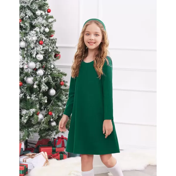 Arshiner Girls Dress Kids Long Sleeve Solid Color Casual T-Shirt Dress