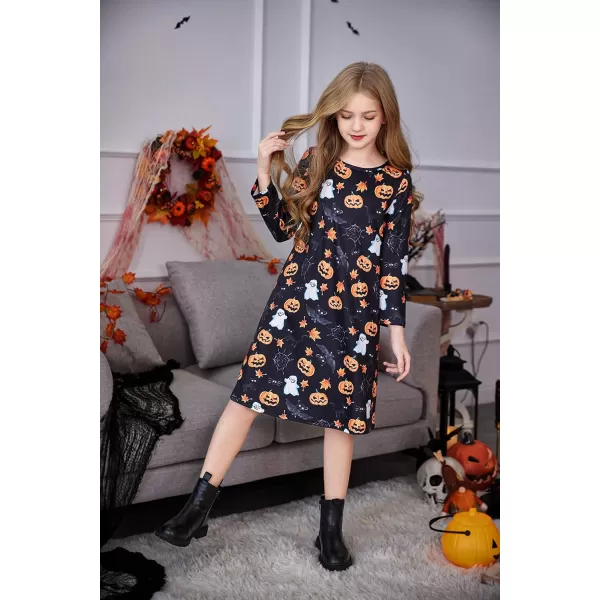 Arshiner Girls Dress Kids Long Sleeve Solid Color Casual T-Shirt Dress