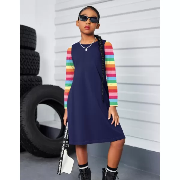 Arshiner Girls Dress Kids Long Sleeve Solid Color Casual T-Shirt Dress