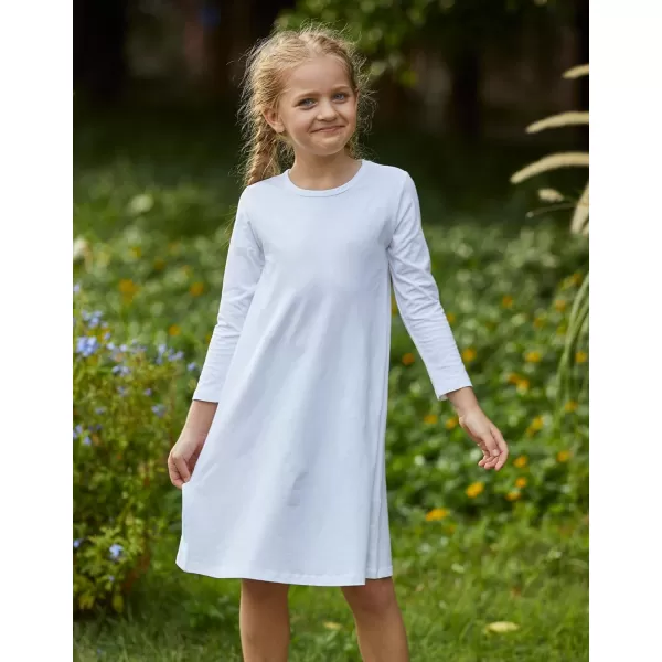 Arshiner Girls Dress Kids Long Sleeve Solid Color Casual T-Shirt Dress