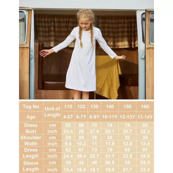 Arshiner Girls Dress Kids Long Sleeve Solid Color Casual T-Shirt Dress