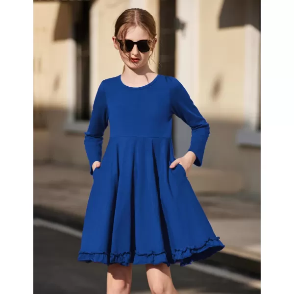 Arshiner Girls Dress Long Sleeve A Line Twirly Skater Loose Casual/Party Dresses with Pocket