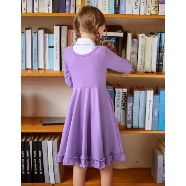Arshiner Girls Dress Long Sleeve A Line Twirly Skater Loose Casual/Party Dresses with Pocket