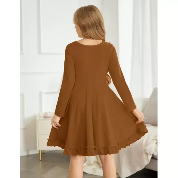 Arshiner Girls Dress Long Sleeve A Line Twirly Skater Loose Casual/Party Dresses with Pocket