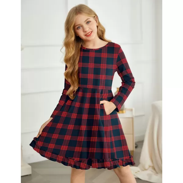 Arshiner Girls Dress Long Sleeve A Line Twirly Skater Loose Casual/Party Dresses with Pocket