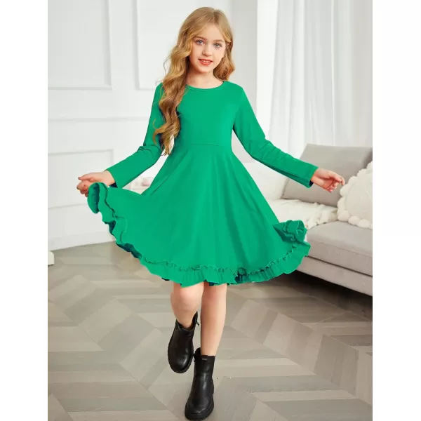 Arshiner Girls Dress Long Sleeve A Line Twirly Skater Loose Casual/Party Dresses with Pocket