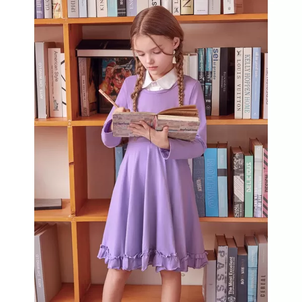 Arshiner Girls Dress Long Sleeve A Line Twirly Skater Loose Casual/Party Dresses with Pocket