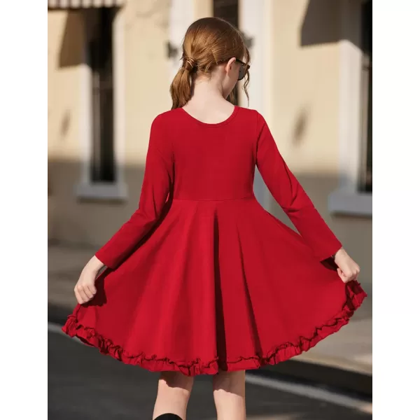 Arshiner Girls Dress Long Sleeve A Line Twirly Skater Loose Casual/Party Dresses with Pocket