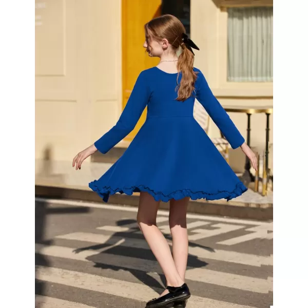 Arshiner Girls Dress Long Sleeve A Line Twirly Skater Loose Casual/Party Dresses with Pocket