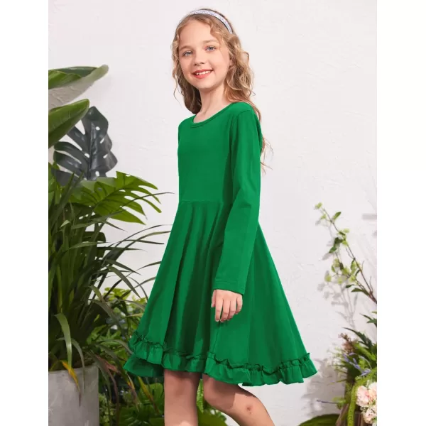 Arshiner Girls Dress Long Sleeve A Line Twirly Skater Loose Casual/Party Dresses with Pocket