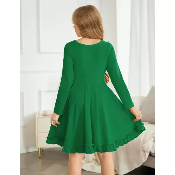 Arshiner Girls Dress Long Sleeve A Line Twirly Skater Loose Casual/Party Dresses with Pocket