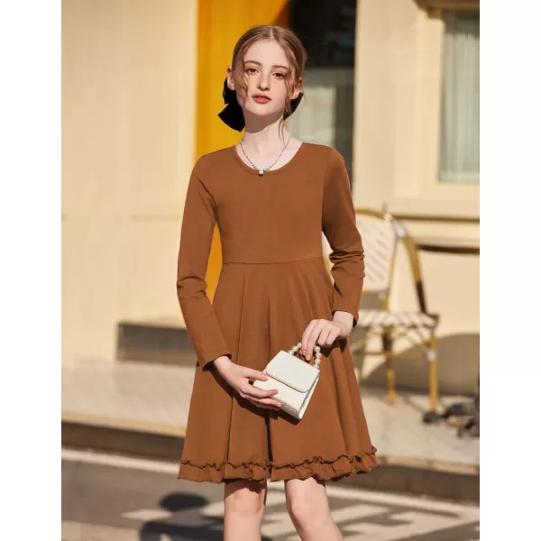 Arshiner Girls Dress Long Sleeve A Line Twirly Skater Loose Casual/Party Dresses with Pocket