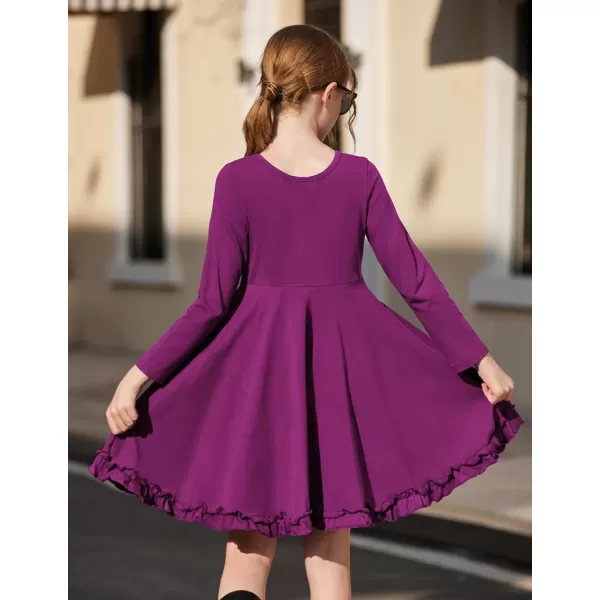 Arshiner Girls Dress Long Sleeve A Line Twirly Skater Loose Casual/Party Dresses with Pocket