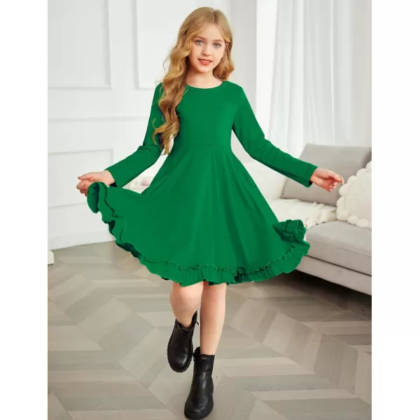 Arshiner Girls Dress Long Sleeve A Line Twirly Skater Loose Casual/Party Dresses with Pocket
