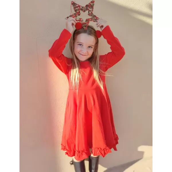 Arshiner Girls Dress Long Sleeve A Line Twirly Skater Loose Casual/Party Dresses with Pocket