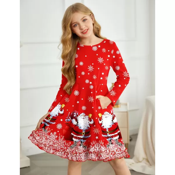 Arshiner Girls Dress Long Sleeve A Line Twirly Skater Loose Casual/Party Dresses with Pocket