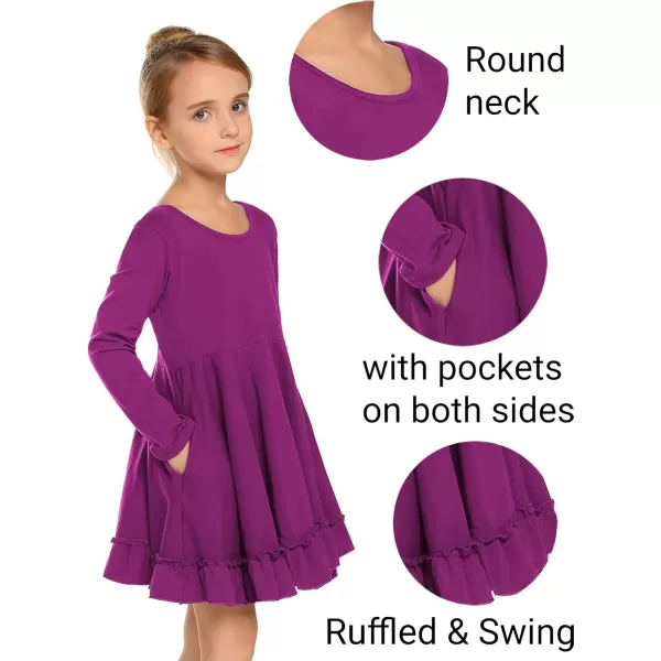 Arshiner Girls Dress Long Sleeve A Line Twirly Skater Loose Casual/Party Dresses with Pocket