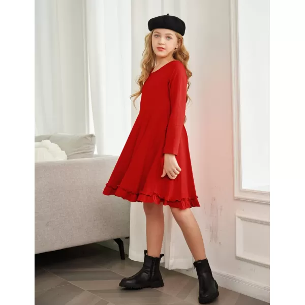 Arshiner Girls Dress Long Sleeve A Line Twirly Skater Loose Casual/Party Dresses with Pocket