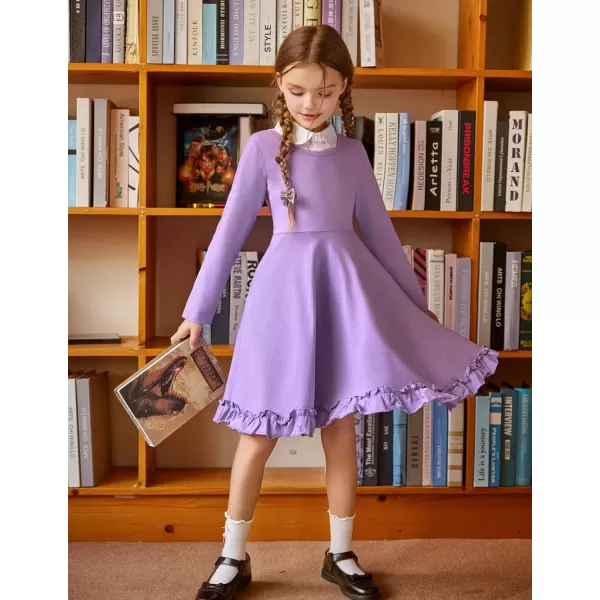 Arshiner Girls Dress Long Sleeve A Line Twirly Skater Loose Casual/Party Dresses with Pocket