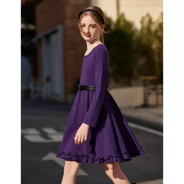 Arshiner Girls Dress Long Sleeve A Line Twirly Skater Loose Casual/Party Dresses with Pocket