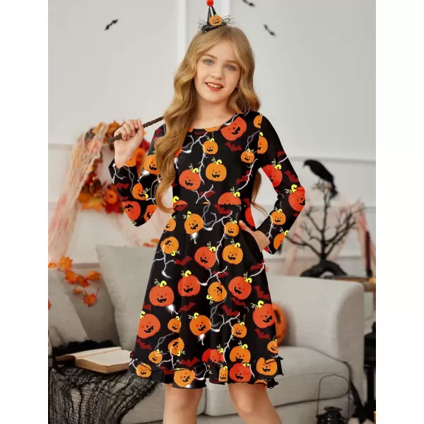 Arshiner Girls Dress Long Sleeve A Line Twirly Skater Loose Casual/Party Dresses with Pocket