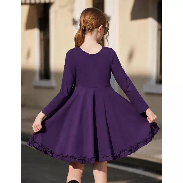 Arshiner Girls Dress Long Sleeve A Line Twirly Skater Loose Casual/Party Dresses with Pocket
