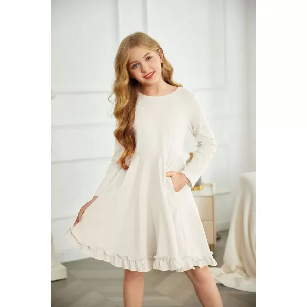 Arshiner Girls Dress Long Sleeve A Line Twirly Skater Loose Casual/Party Dresses with Pocket