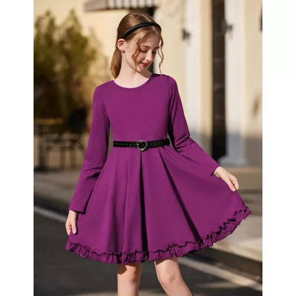 Arshiner Girls Dress Long Sleeve A Line Twirly Skater Loose Casual/Party Dresses with Pocket