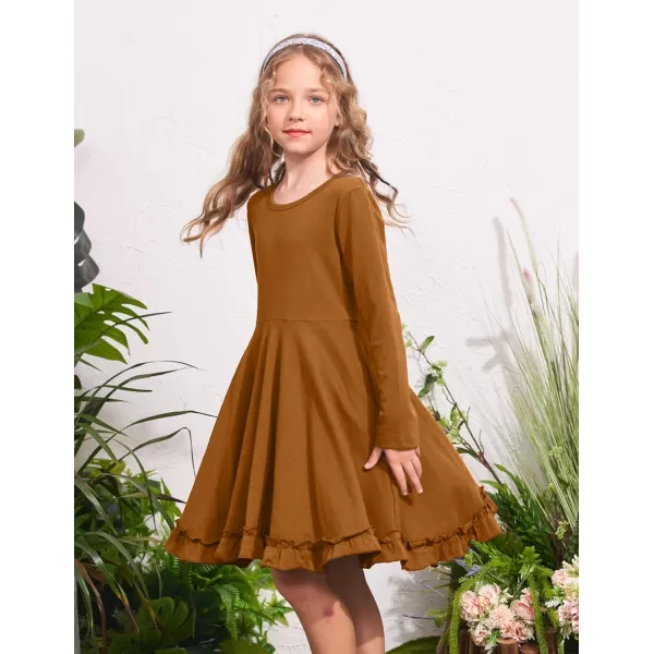 Arshiner Girls Dress Long Sleeve A Line Twirly Skater Loose Casual/Party Dresses with Pocket