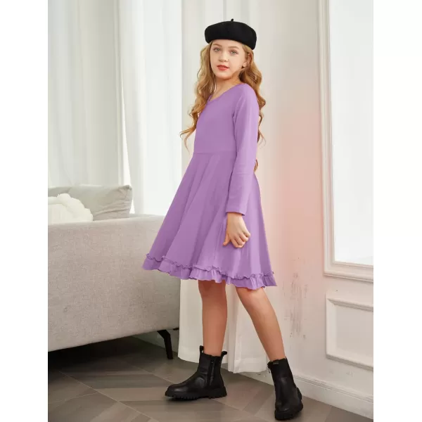 Arshiner Girls Dress Long Sleeve A Line Twirly Skater Loose Casual/Party Dresses with Pocket