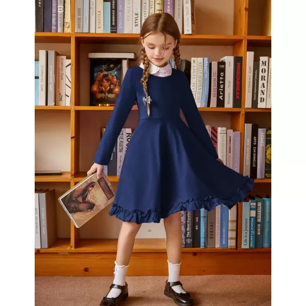 Arshiner Girls Dress Long Sleeve A Line Twirly Skater Loose Casual/Party Dresses with Pocket