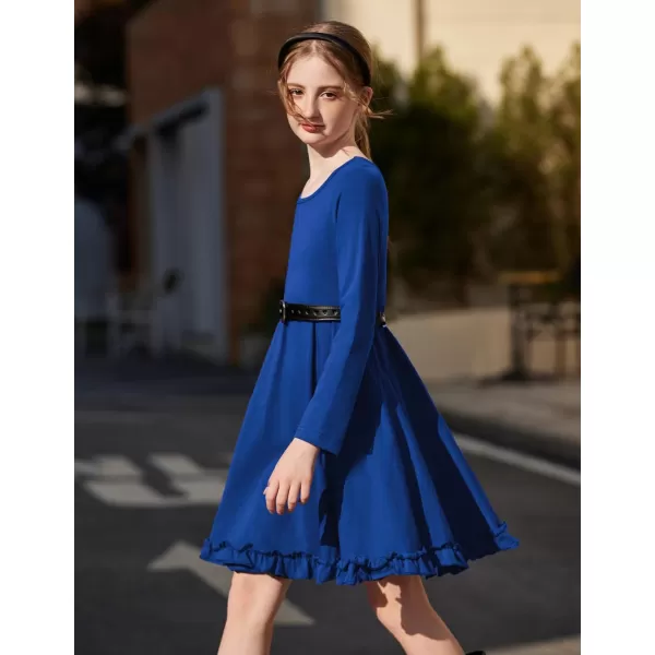 Arshiner Girls Dress Long Sleeve A Line Twirly Skater Loose Casual/Party Dresses with Pocket