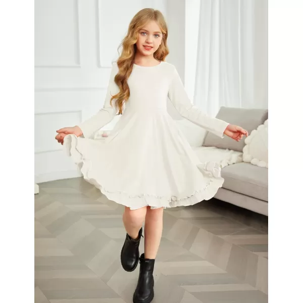 Arshiner Girls Dress Long Sleeve A Line Twirly Skater Loose Casual/Party Dresses with Pocket