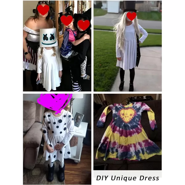Arshiner Girls Long Sleeve Stretchy Dress A line Twirly Skater School Party Dress