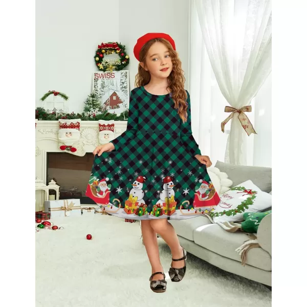 Arshiner Girls Long Sleeve Stretchy Dress A line Twirly Skater School Party Dress