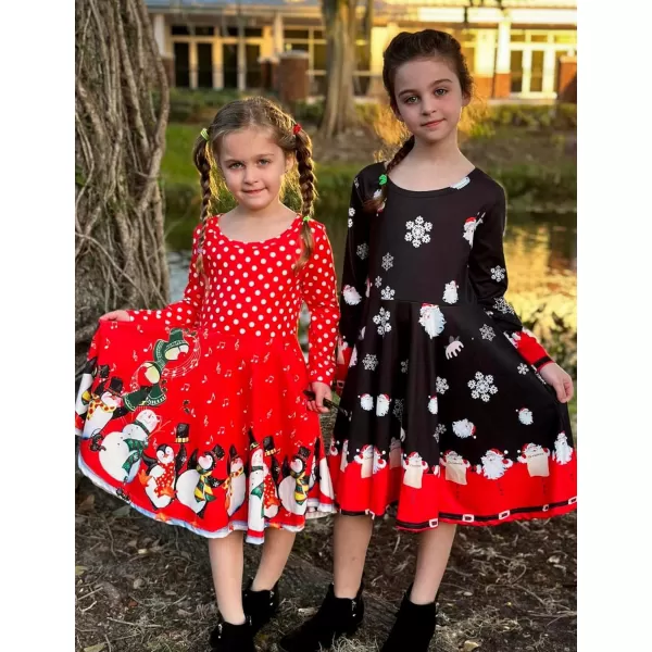 Arshiner Girls Long Sleeve Stretchy Dress A line Twirly Skater School Party Dress