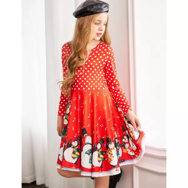 Arshiner Girls Long Sleeve Stretchy Dress A line Twirly Skater School Party Dress