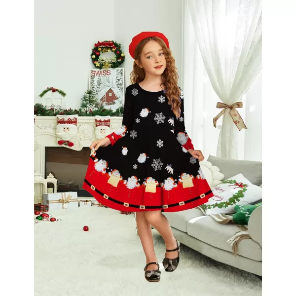Arshiner Girls Long Sleeve Stretchy Dress A line Twirly Skater School Party Dress