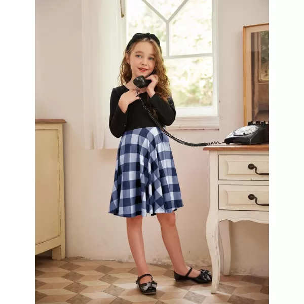 Arshiner Girls Long Sleeve Stretchy Dress A line Twirly Skater School Party Dress