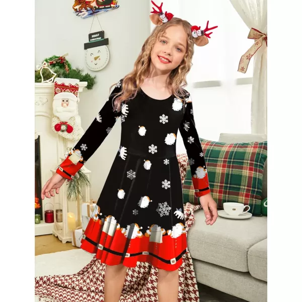 Arshiner Girls Long Sleeve Stretchy Dress A line Twirly Skater School Party Dress